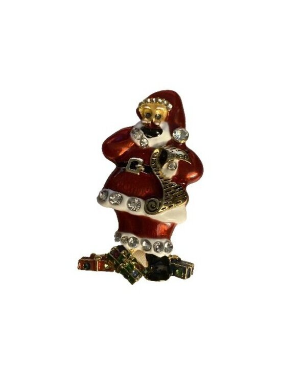 Vintage Christopher Radko Shiny Brite Christmas Snowman Pin  Christopher Radko Christmas Shiny Brite Santa Brooch In Original Box Collectible